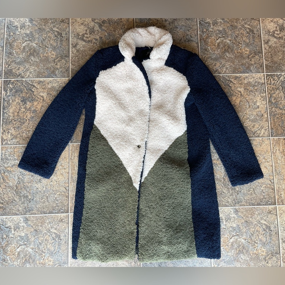 J. Crew Sherpa Colorblock Teddy Coat- Women’s Size M